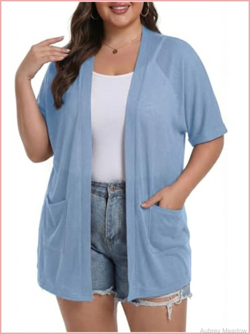 Plus Size Summer Cardigan Women Short Sleeve Lightweight Open Front Beach Cover